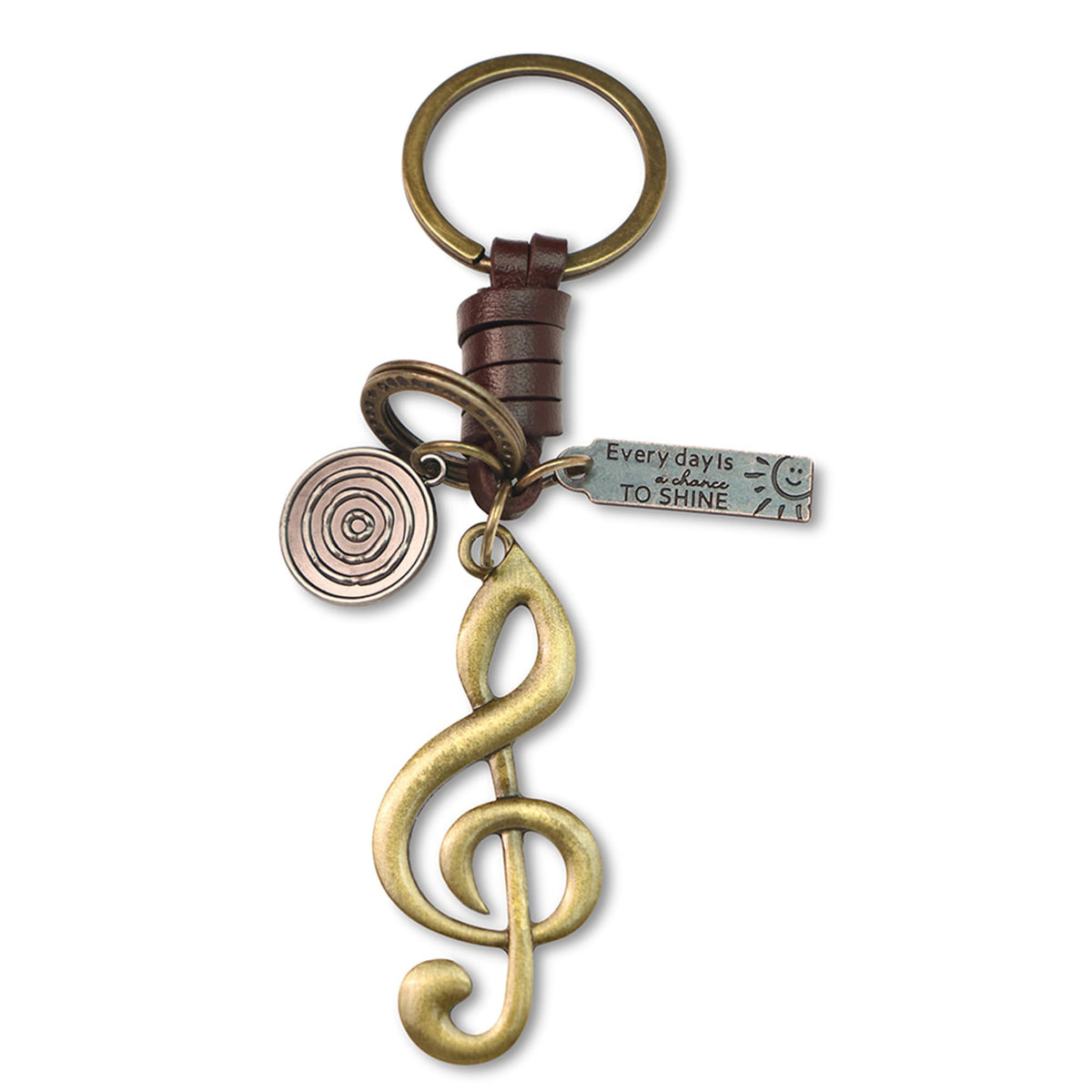 Treble Clef Keychain Charm – Handmade Vintage Leather – Music Note Gift Keyring-AuPra