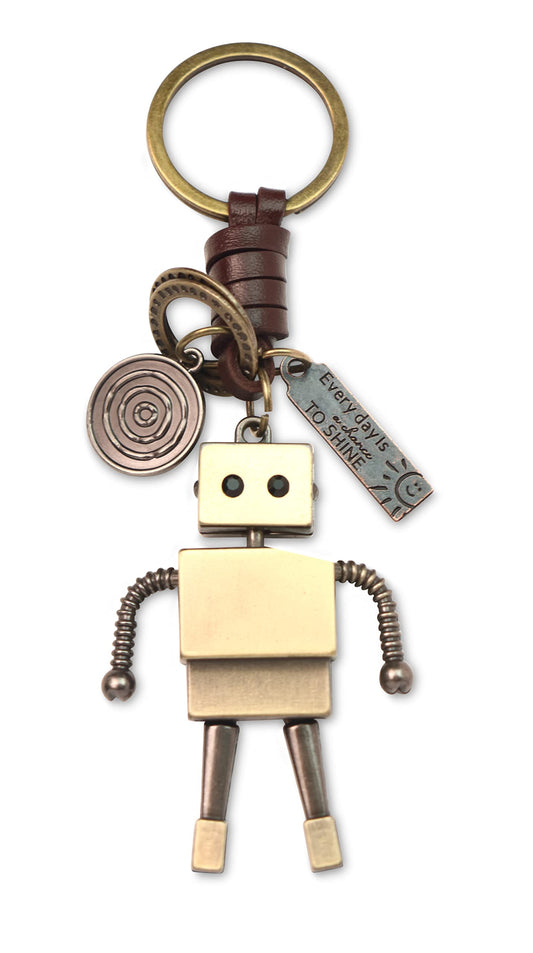 AuPra Robot KeyRing Gifts Women & Men Leather KeyChains Home Car Door Keys Holder Children Funny Present