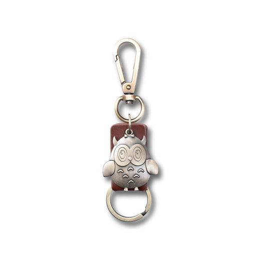 Owl Keychain Charm – Handmade Vintage Leather – Bird Gift Keyring-AuPra