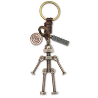 3D Screw Bolt Robot Keychain – Handmade Vintage Leather – Funny Gift Keyring Charm-AuPra