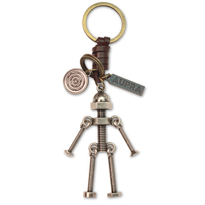 AuPra Robot KeyRing Gifts Women & Men Leather KeyChains Home Car Door Keys Holder Children Funny Present