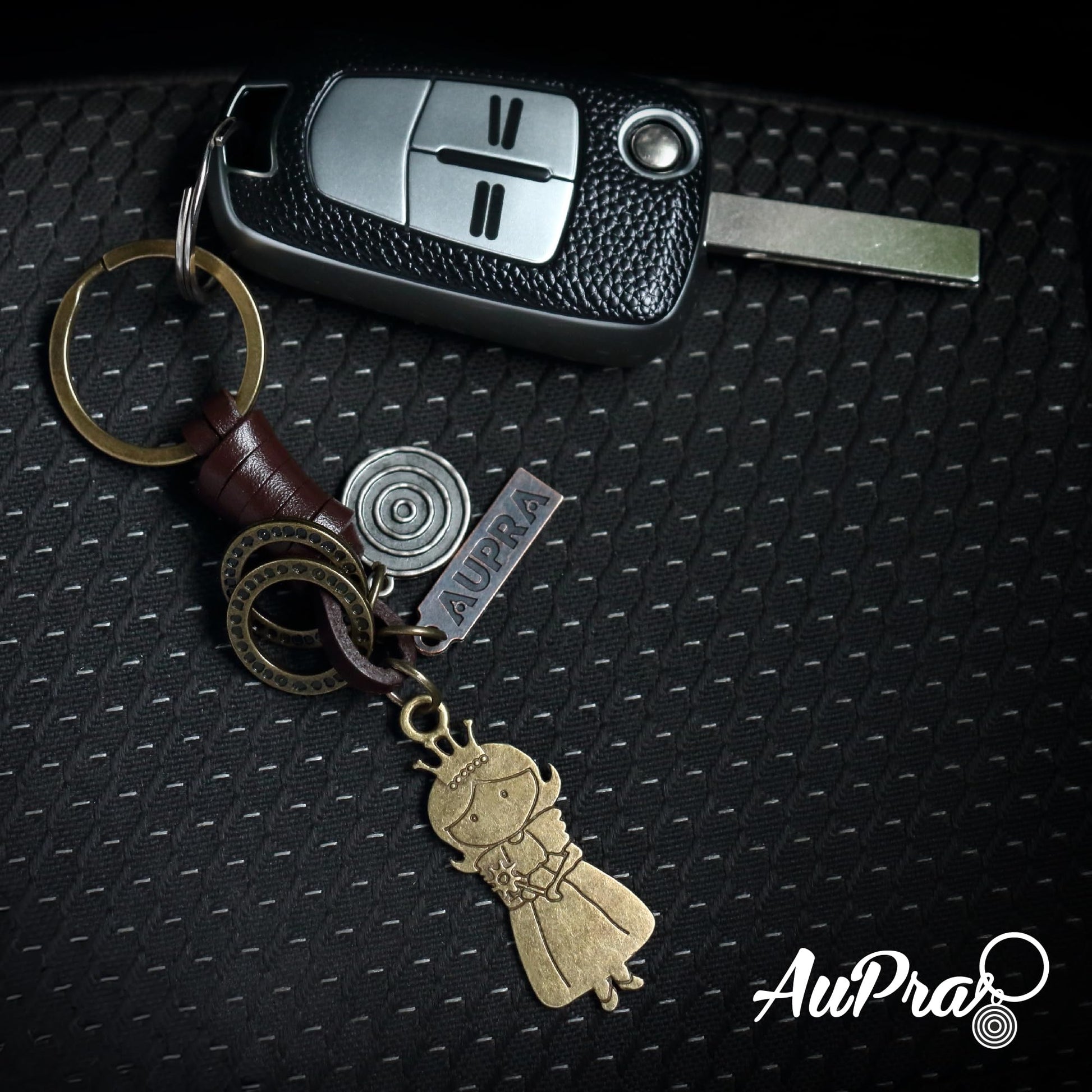 Princess Crown Keychain Charm – Handmade Vintage Leather – Queen Gift Keyring-AuPra
