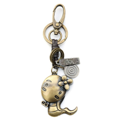 Zodiac Animal Keychain – Handmade Vintage Leather – Lucky Gift Keyring Collection-AuPra