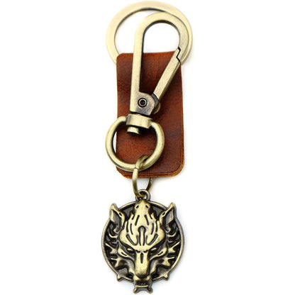 Wolf Keychain Charm – Handmade Vintage Leather – Wild Spirit Gift Keyring-AuPra