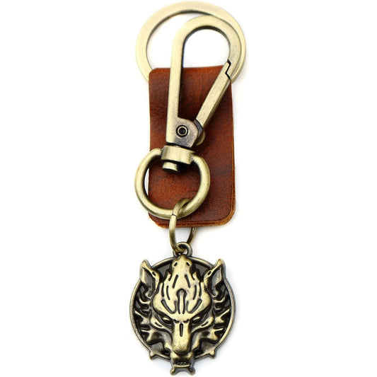 Wolf Keychain Charm – Handmade Vintage Leather – Wild Spirit Gift Keyring-AuPra