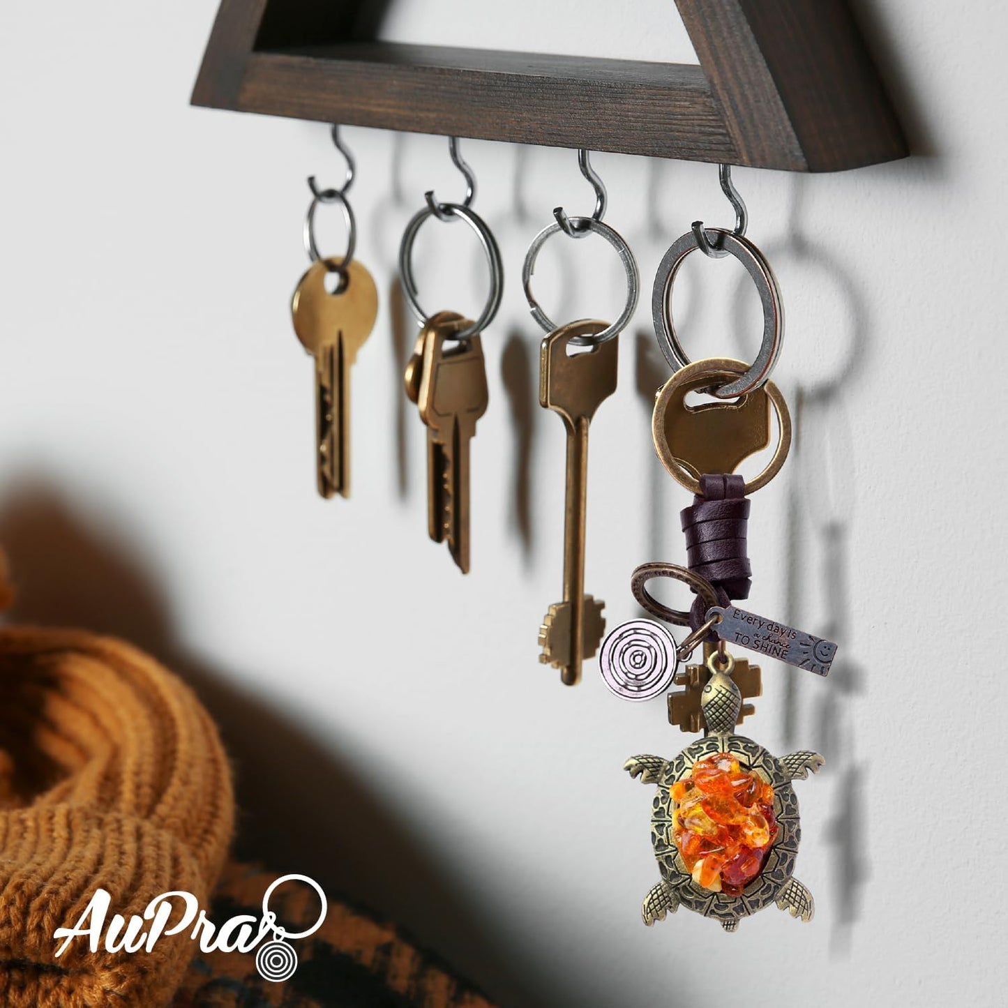 Amber Turtle Keychain Charm – Handmade Vintage Leather – Good Luck Gift Keyring-AuPra