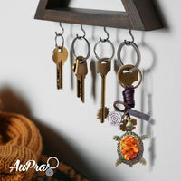 Amber Turtle Keychain Charm – Handmade Vintage Leather – Good Luck Gift Keyring-AuPra