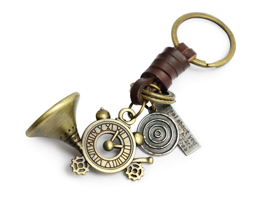 AuPra Music KeyRing Gifts Women & Men Leather KeyChain Home Car Door Keys Holder Girl &Boy Musical Present