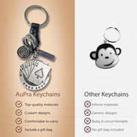 Poker Cards Keychain Charm – Handmade Vintage Leather – Casino Gift Keyring Charm-AuPra
