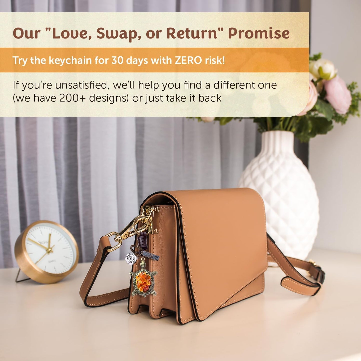 Amber Turtle Keychain Charm – Handmade Vintage Leather – Good Luck Gift Keyring-AuPra