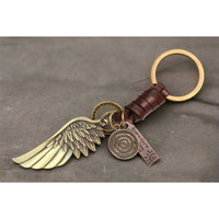 Angel Wing Keychain Charm – Handmade Vintage Leather – Guardian Angel Gift Keyring-AuPra