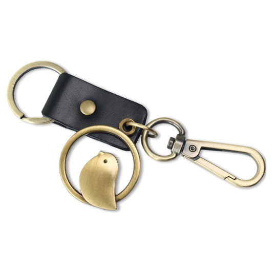 Bird Vintage Keychain – Handmade Leather Keyring – Keys Charm Gift-AuPra