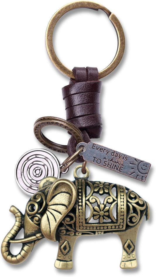 AuPra Leather Good Luck Keyring Gift Women & Men Leather Keychain Home Car Door Keys Holder Girl & Boy Lucky Present