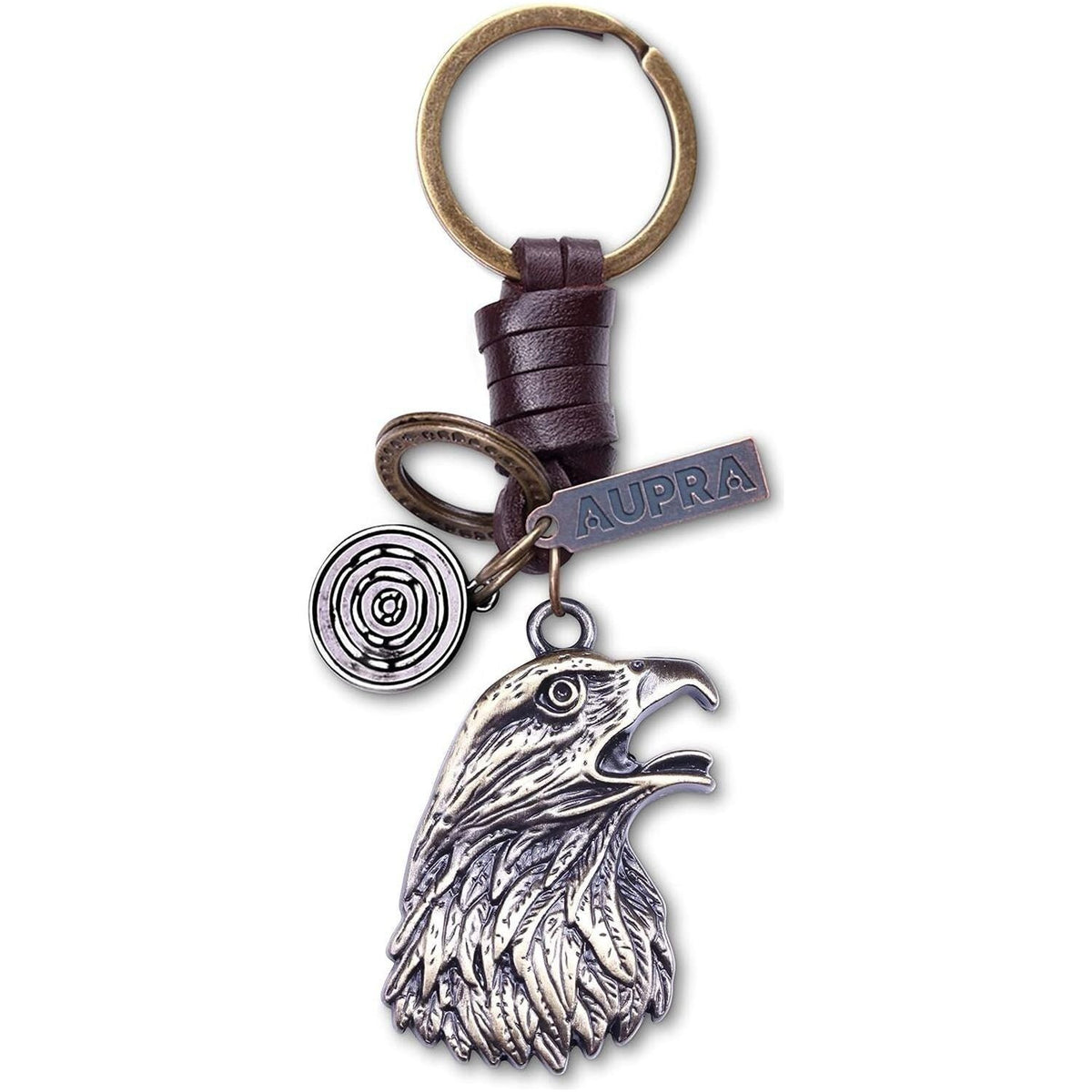 Eagle Keychain Charm – Handmade Vintage Leather – Bird Gift Keyring-AuPra