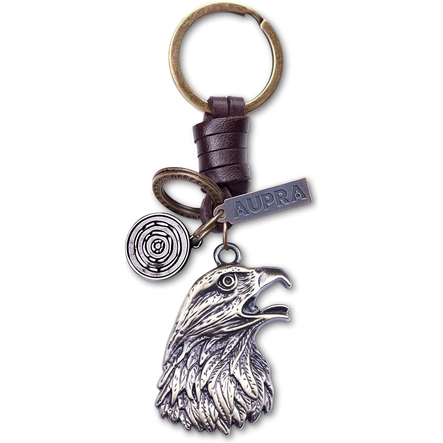 Eagle Keychain Charm – Handmade Vintage Leather – Bird Gift Keyring-AuPra