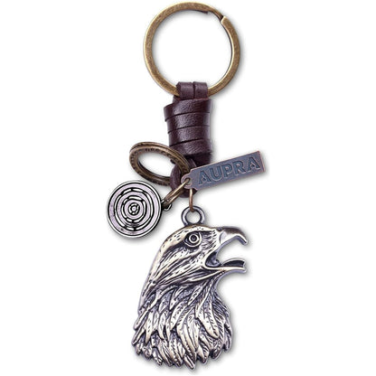 Eagle Keychain Charm – Handmade Vintage Leather – Bird Gift Keyring-AuPra