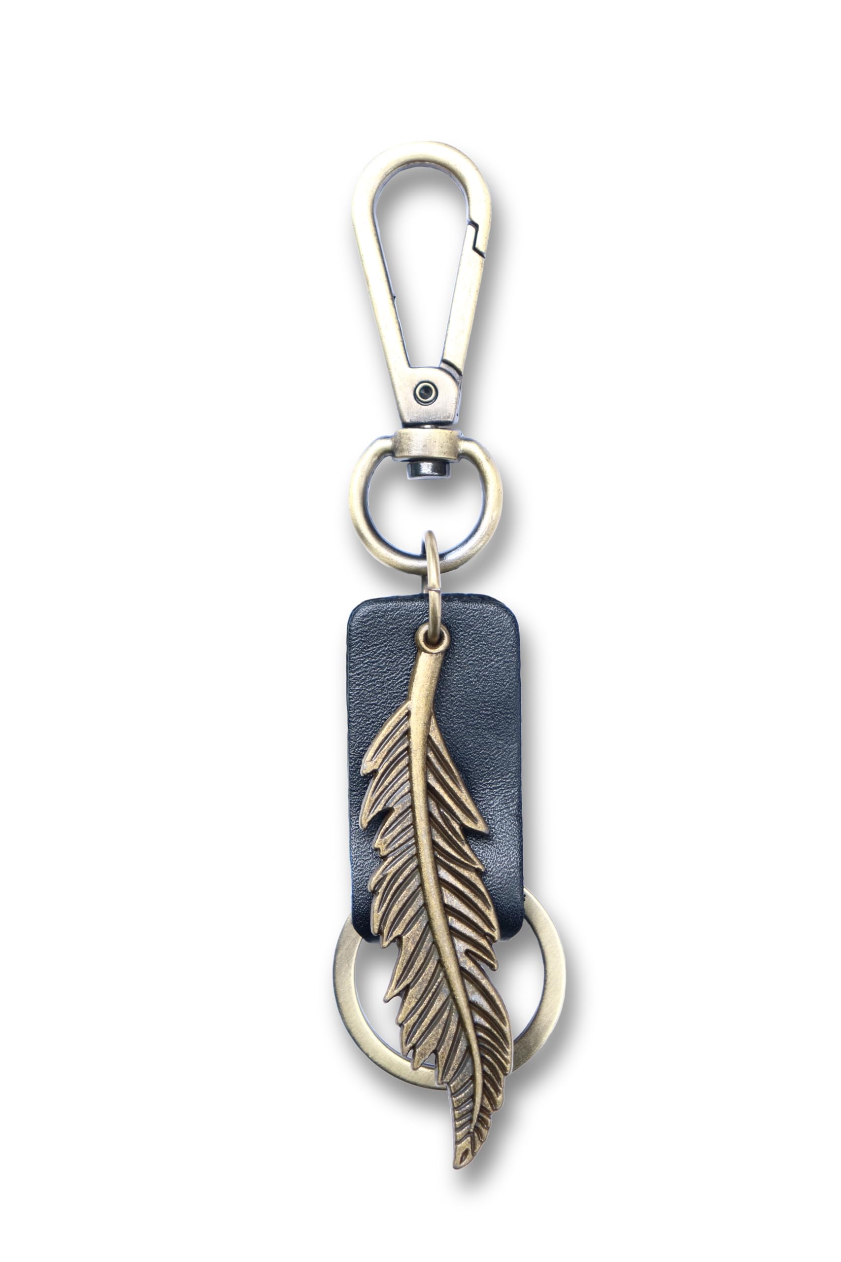 AuPra Feather KeyChain Gift Women & Men Leather KeyRing Home Car Keys Holder Present