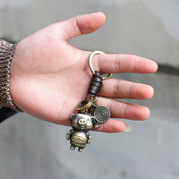 3D Pig Keychain Gift – Handmade Vintage Leather – Funny Piggy Keyring Charm-AuPra