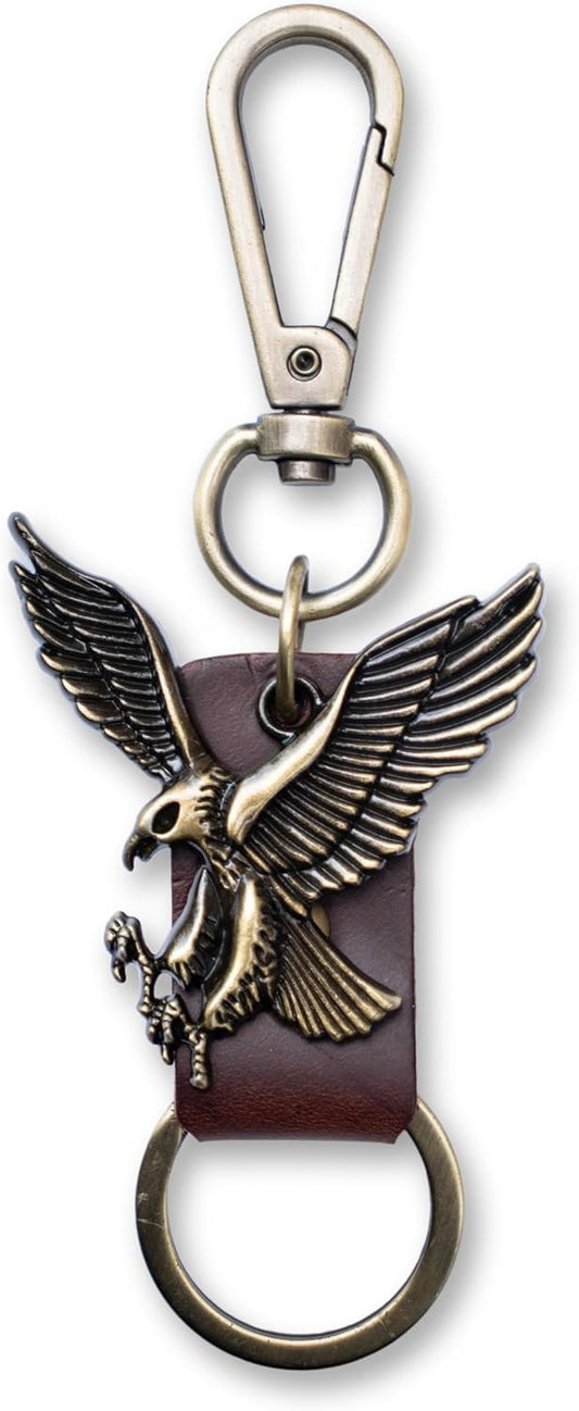 AuPra Eagle KeyChain Gift Women & Men Leather Bird KeyRing Home Car Keys Holder Present
