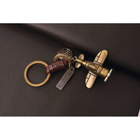3D Airplane Keychain Charm – Handmade Vintage Leather – Pilot Gift Keyring-AuPra