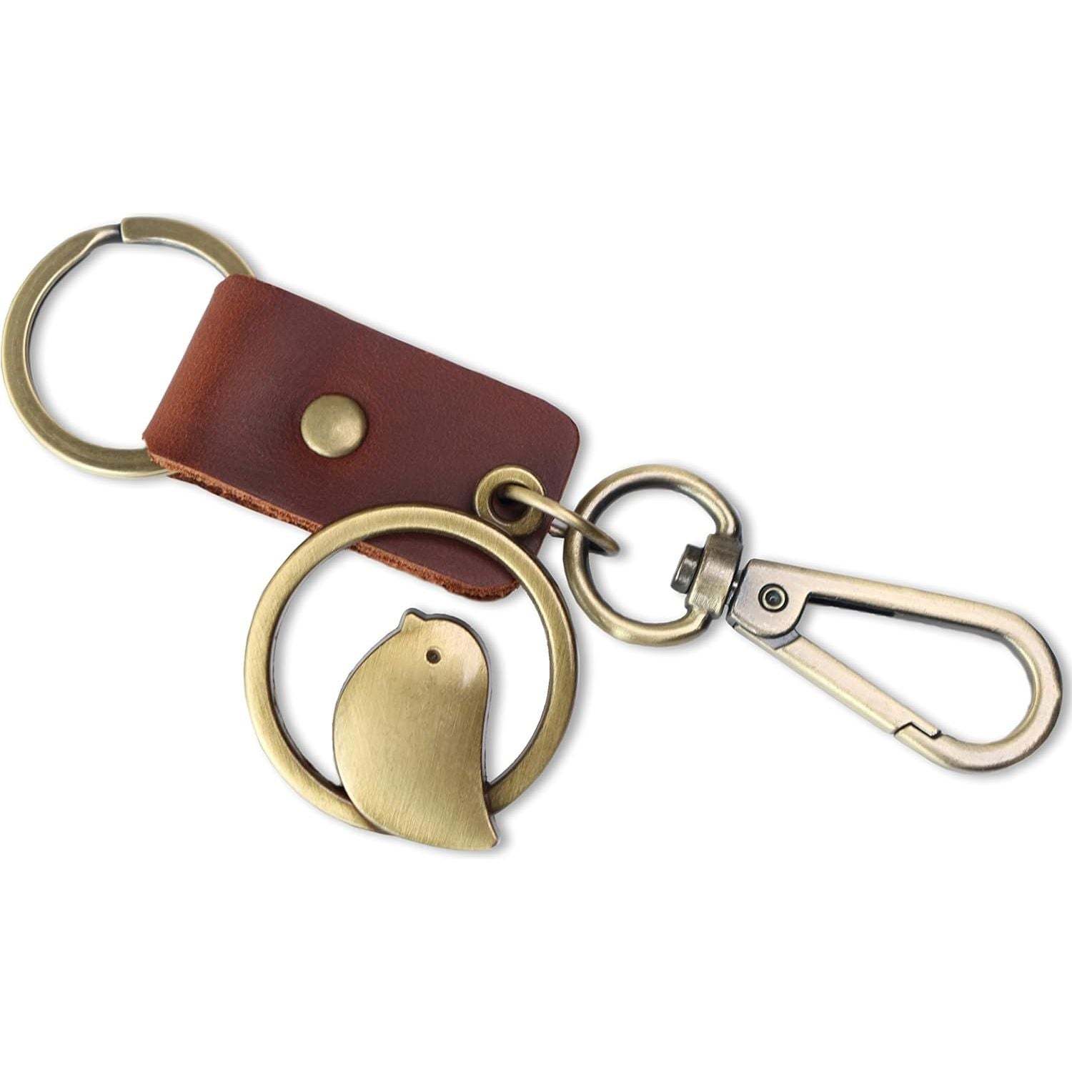 Bird Vintage Keychain – Handmade Leather Keyring – Keys Charm Gift-AuPra