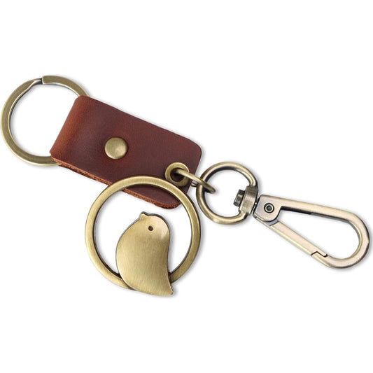 Bird Vintage Keychain – Handmade Leather Keyring – Keys Charm Gift-AuPra