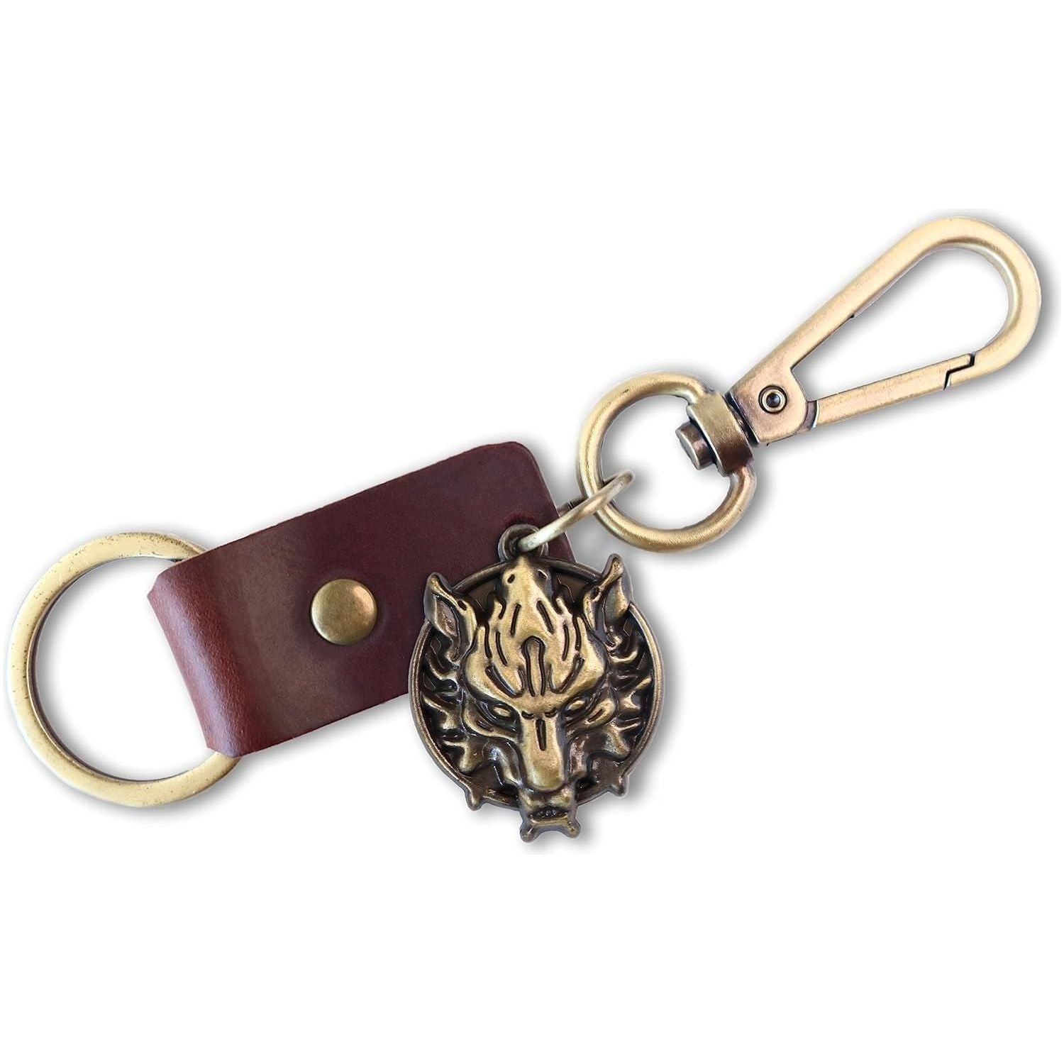 Wolf Keychain Charm – Handmade Vintage Leather – Wild Spirit Gift Keyring-AuPra