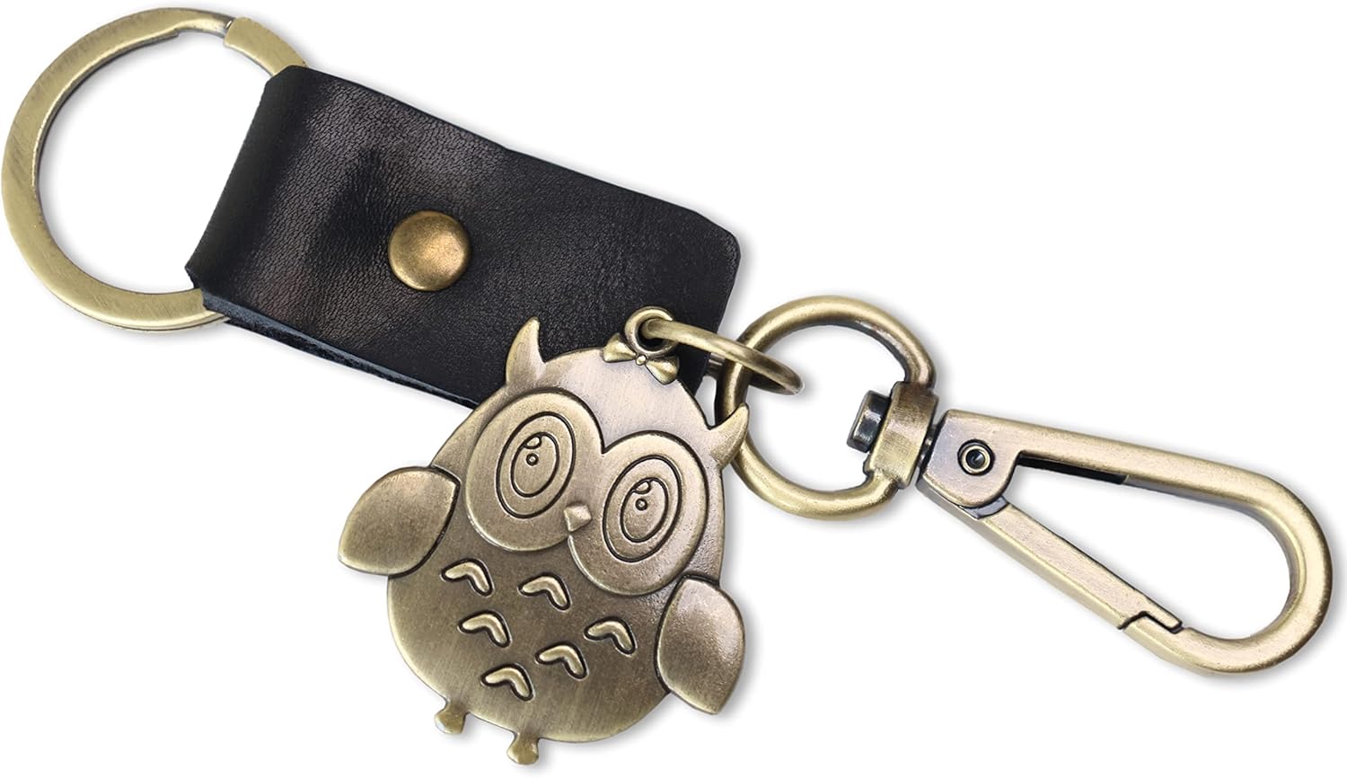 AuPra Owl KeyChain Gift Women & Men Leather Bird KeyRing Home Car Keys Holder Present