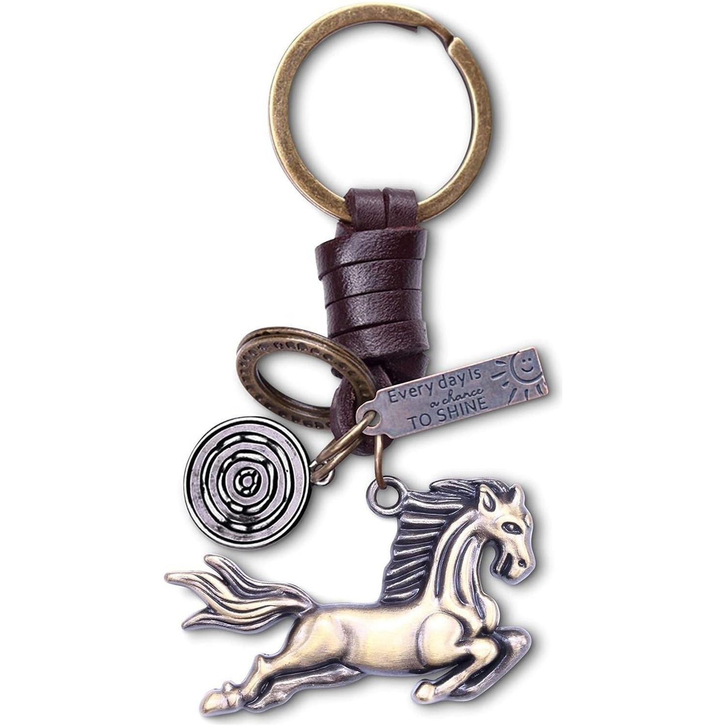 Horse Keychain Charm – Handmade Vintage Leather – Animal Lover Gift Keyring-AuPra