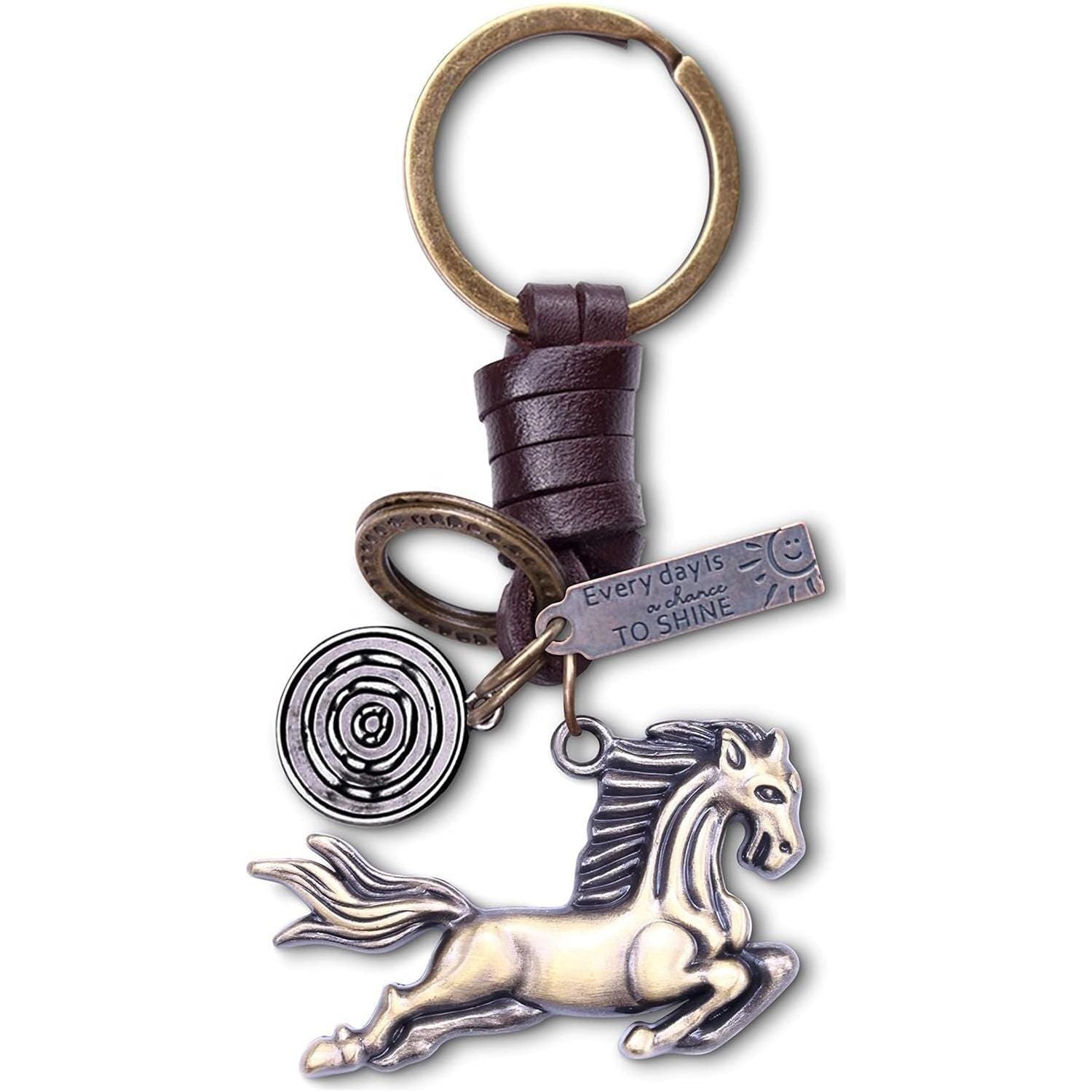 Horse Keychain Charm – Handmade Vintage Leather – Animal Lover Gift Keyring-AuPra