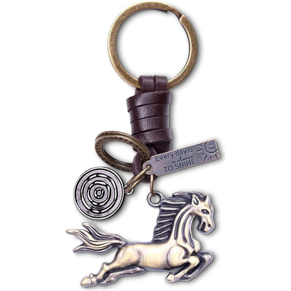 Horse Keychain Charm – Handmade Vintage Leather – Animal Lover Gift Keyring-AuPra