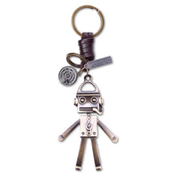 3D Singer Robot Keychain – Handmade Vintage Leather – Funny Gift Keyring Charm-AuPra
