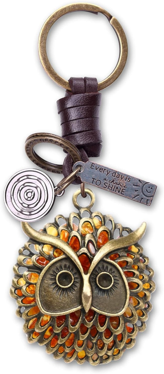 AuPra Funny Keyring Gifts for Women & Men | Handcrafted Leather Unique Key Rings | Lucky Key Charm Vintage Accessory For Her & Him
