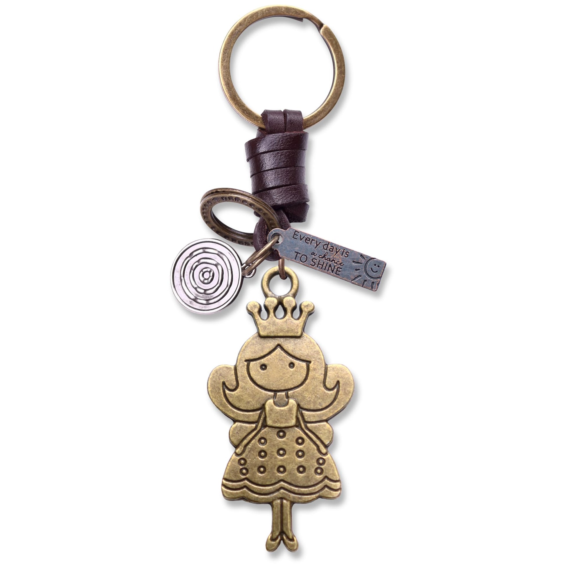 Princess Crown Keychain Charm – Handmade Vintage Leather – Queen Gift Keyring-AuPra