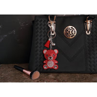 Teddy Bear Crystal Keychain – Velvet Sparkle Tassel Charm – Clip Bag Keyring Gift for Girls-AuPra