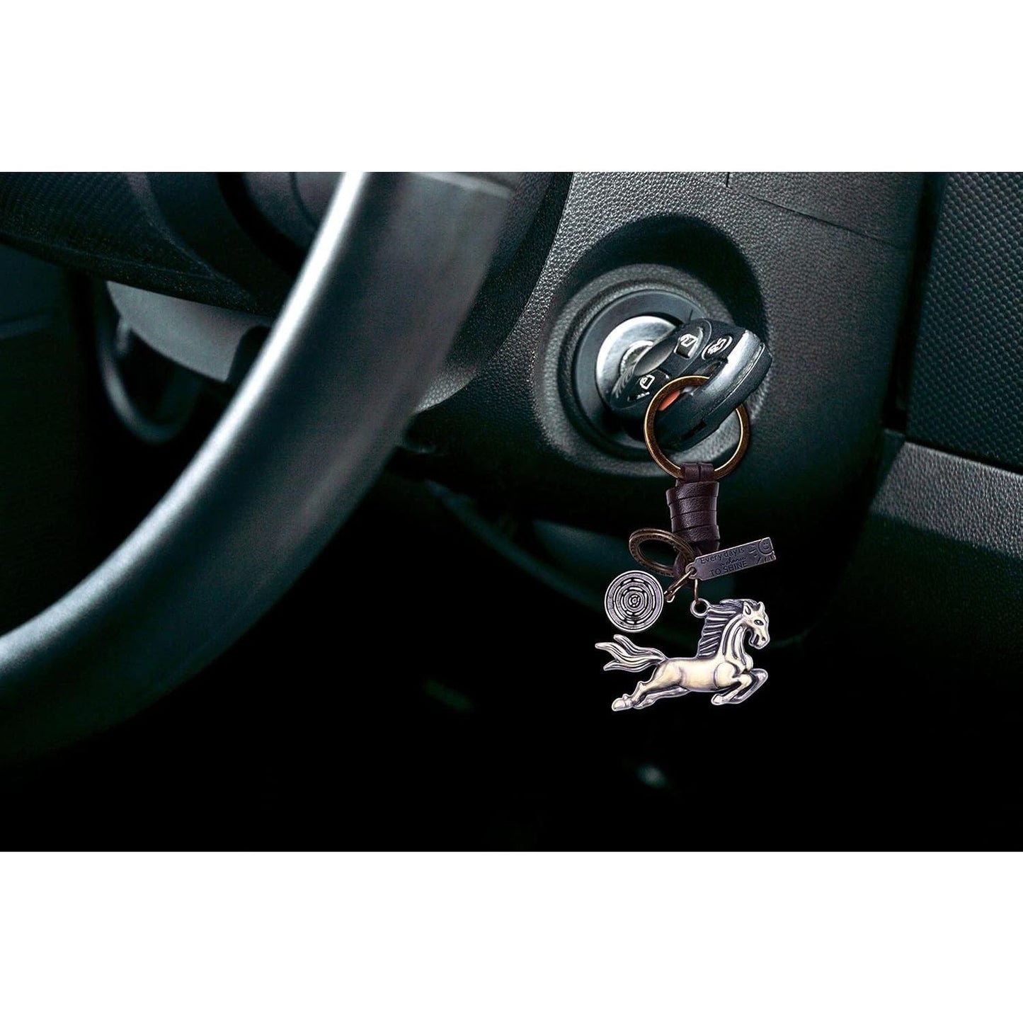 Horse Keychain Charm – Handmade Vintage Leather – Animal Lover Gift Keyring-AuPra