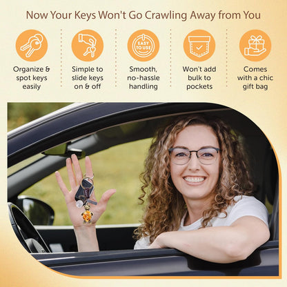 Amber Teddy Bear Keychain – Handmade Vintage Leather – Cute Gift Keyring for Her-Amber-AuPra