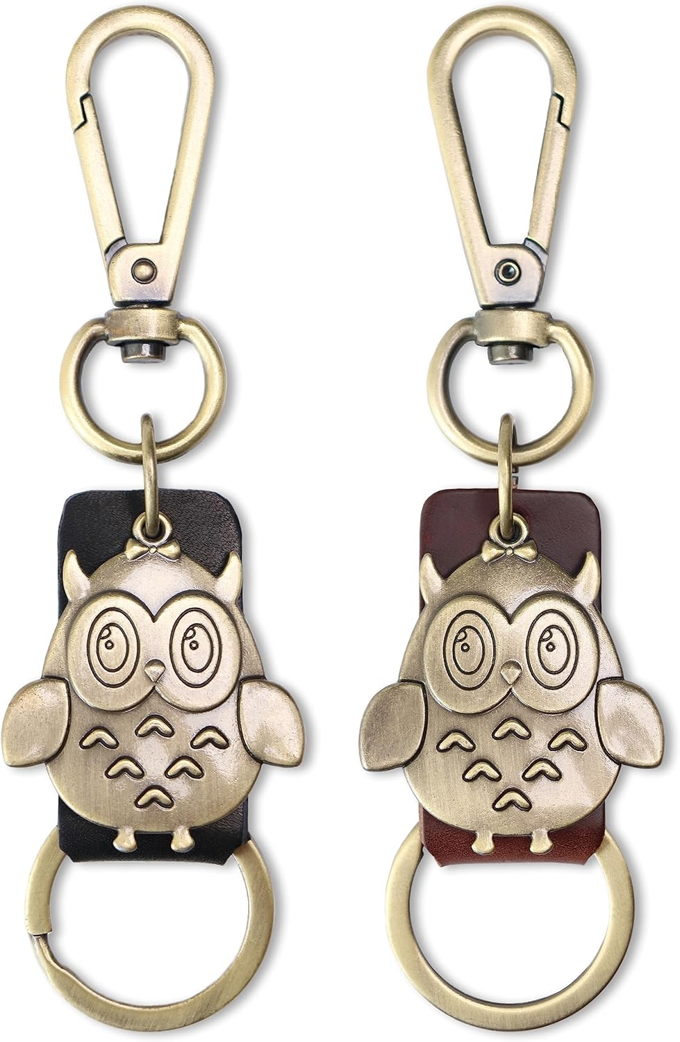 AuPra Owl KeyChain Gift Women & Men Leather Bird KeyRing Home Car Keys Holder Present