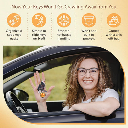 Amber Heart Keychain Charm – Handmade Vintage Leather – Valentine Love Gift Keyring-Amber-AuPra