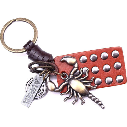 Scorpion Keychain Charm – Handmade Vintage Leather – Reptile Gift Keyring-AuPra