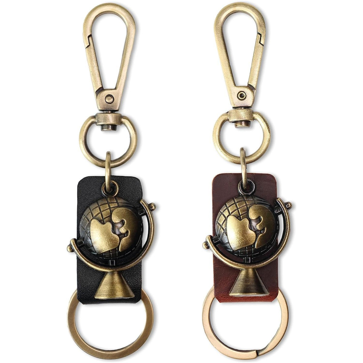 Globe Keychain Charm – Handmade Vintage Leather – Travel Lover Gift Keyring-AuPra