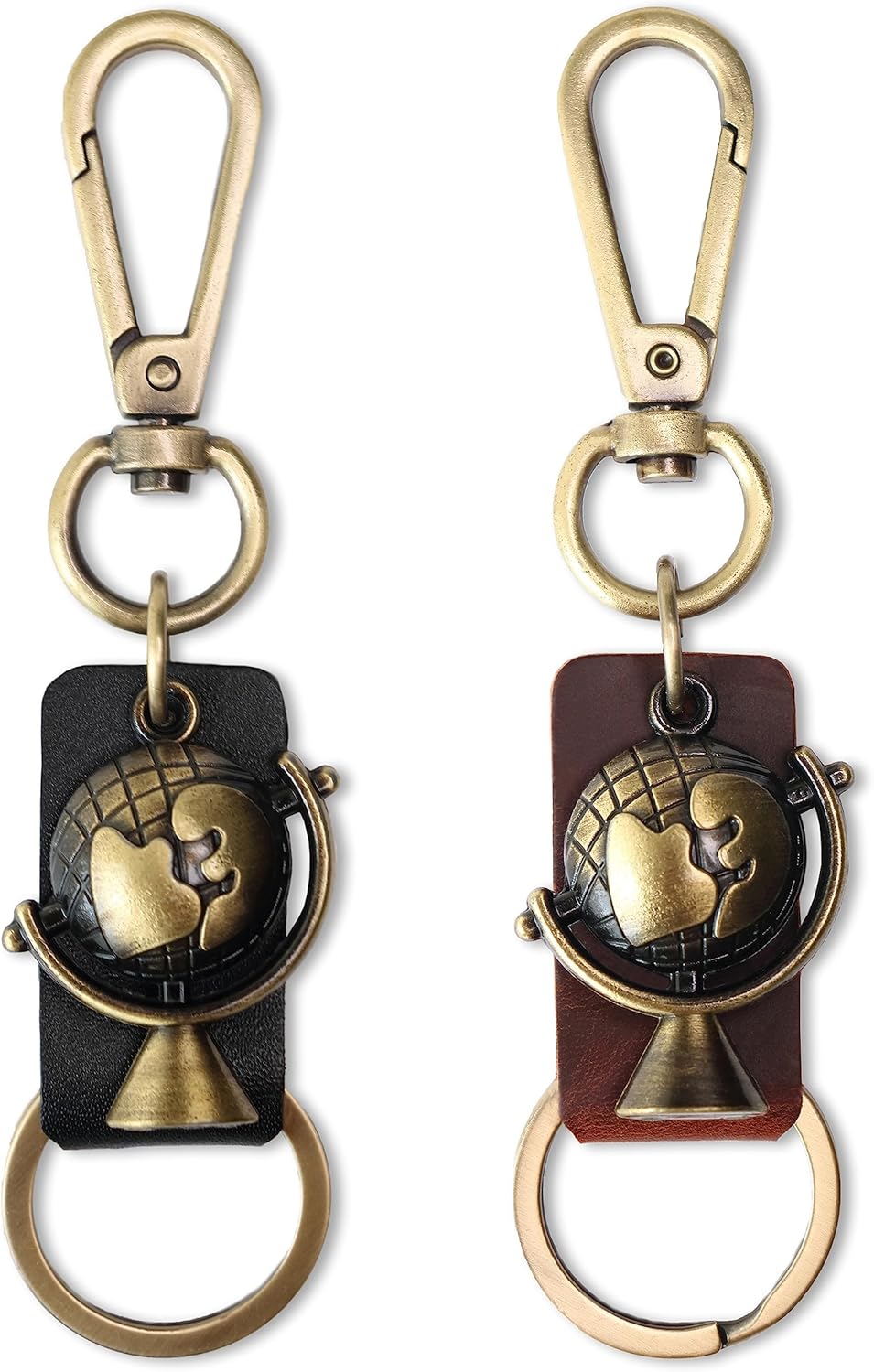 AuPra World Globe KeyChain Gift Women & Men Leather KeyRing Home Car Door Keys Holder Traveler Present