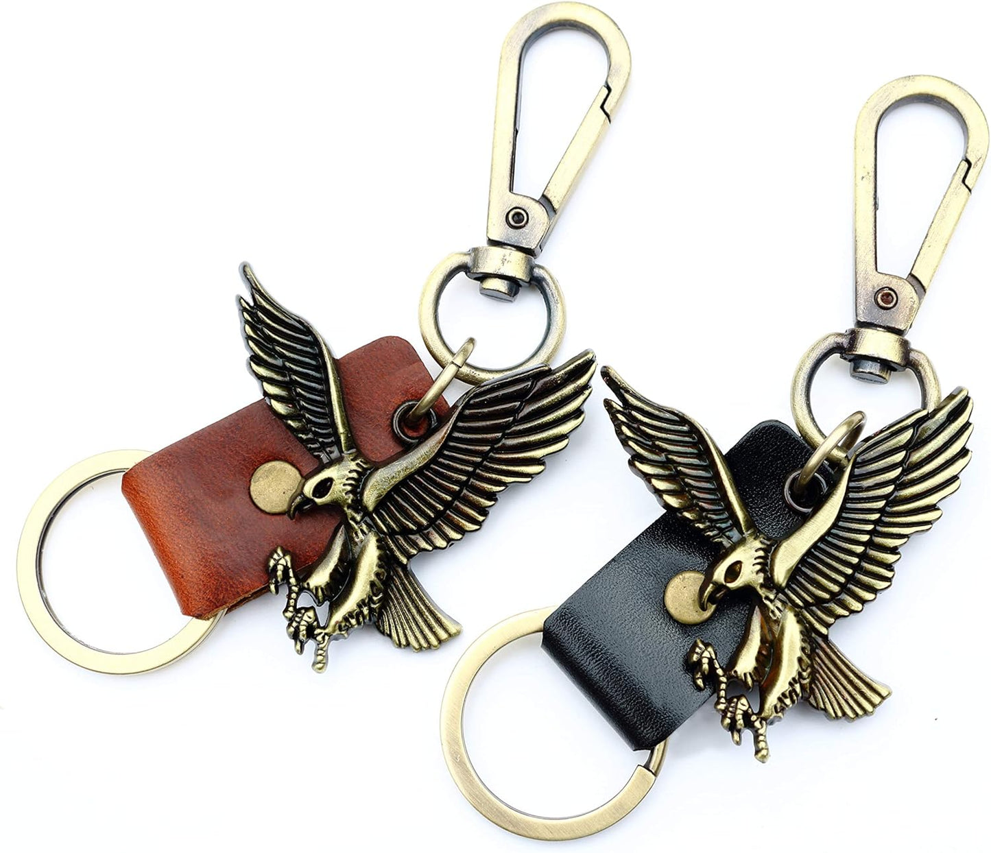 AuPra Eagle KeyChain Gift Women & Men Leather Bird KeyRing Home Car Keys Holder Present
