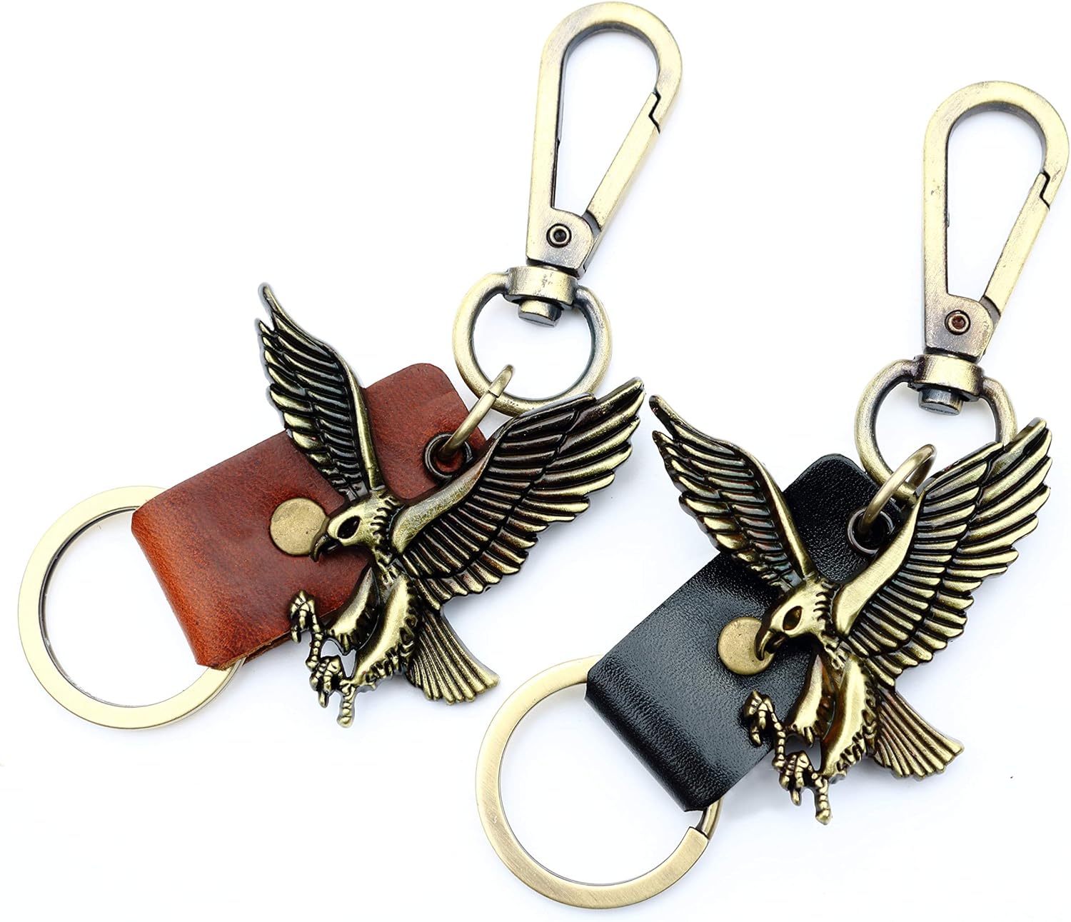 AuPra Eagle KeyChain Gift Women & Men Leather Bird KeyRing Home Car Keys Holder Present