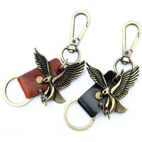 Eagle Keychain Charm – Handmade Vintage Leather – Bird Gift Keyring-AuPra