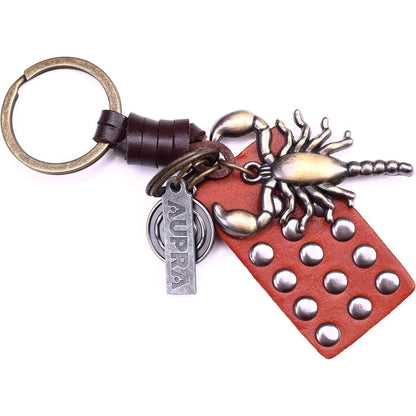 Scorpion Keychain Charm – Handmade Vintage Leather – Reptile Gift Keyring-AuPra