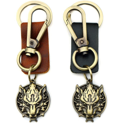 Wolf Keychain Charm – Handmade Vintage Leather – Wild Spirit Gift Keyring-AuPra