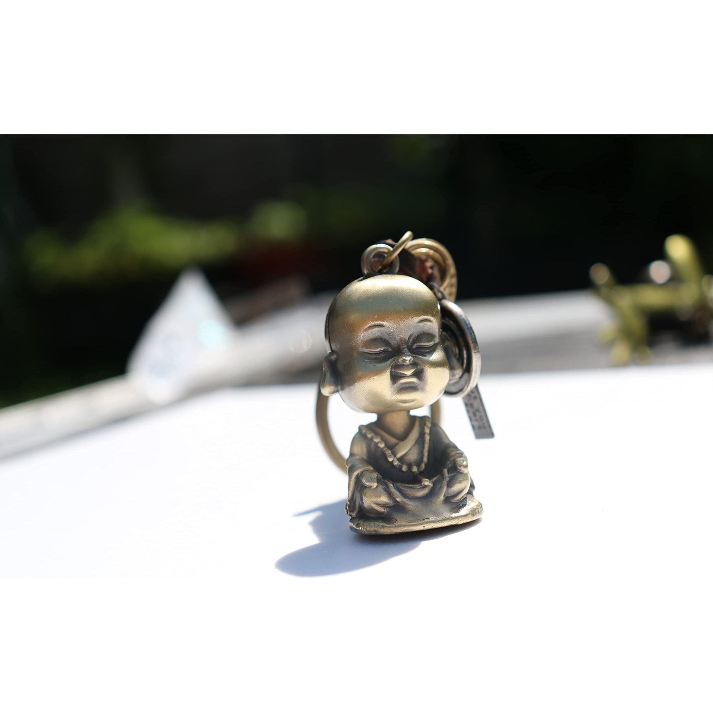 Buddha Keychain Charm – Handmade Vintage Leather – Buddhist Gift Keyring-AuPra