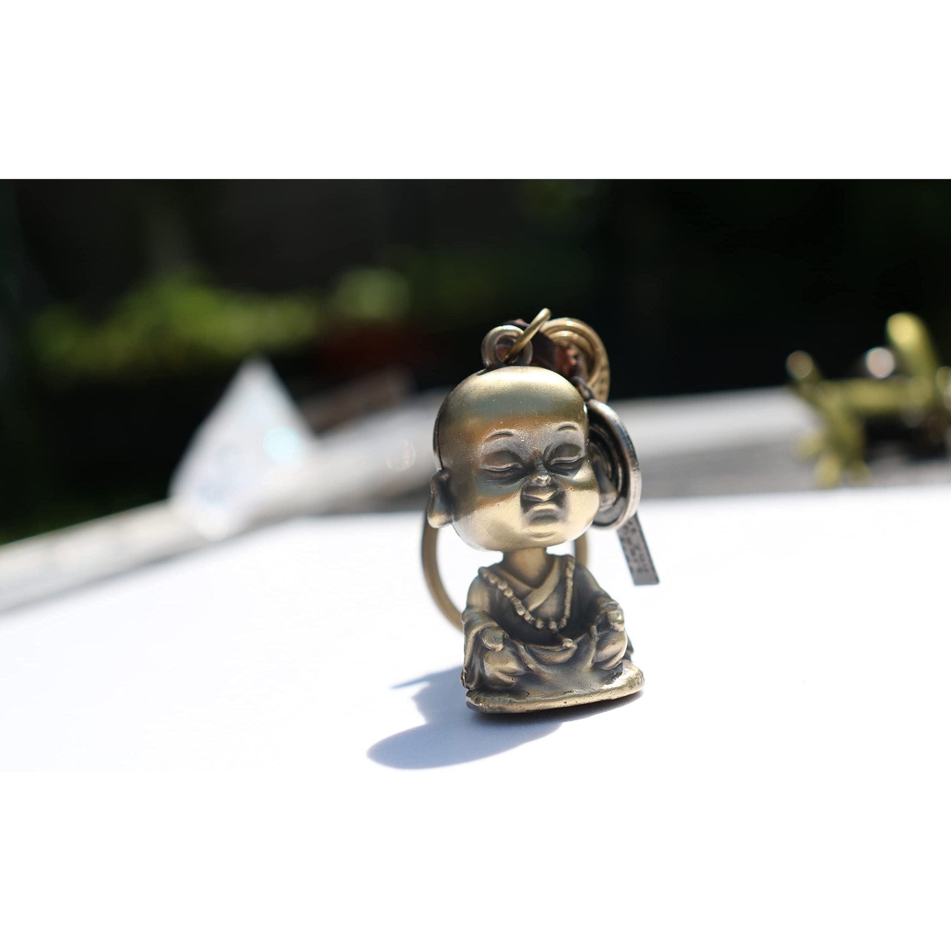 Buddha Keychain Charm – Handmade Vintage Leather – Buddhist Gift Keyring-AuPra