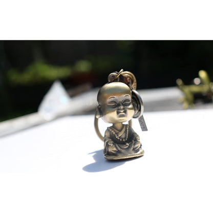Buddha Keychain Charm – Handmade Vintage Leather – Buddhist Gift Keyring-AuPra